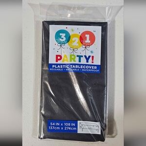 Black plastic table cover
